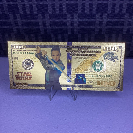 24k Gold Plated -  Rey - Star Wars Banknote Novelty Collectible