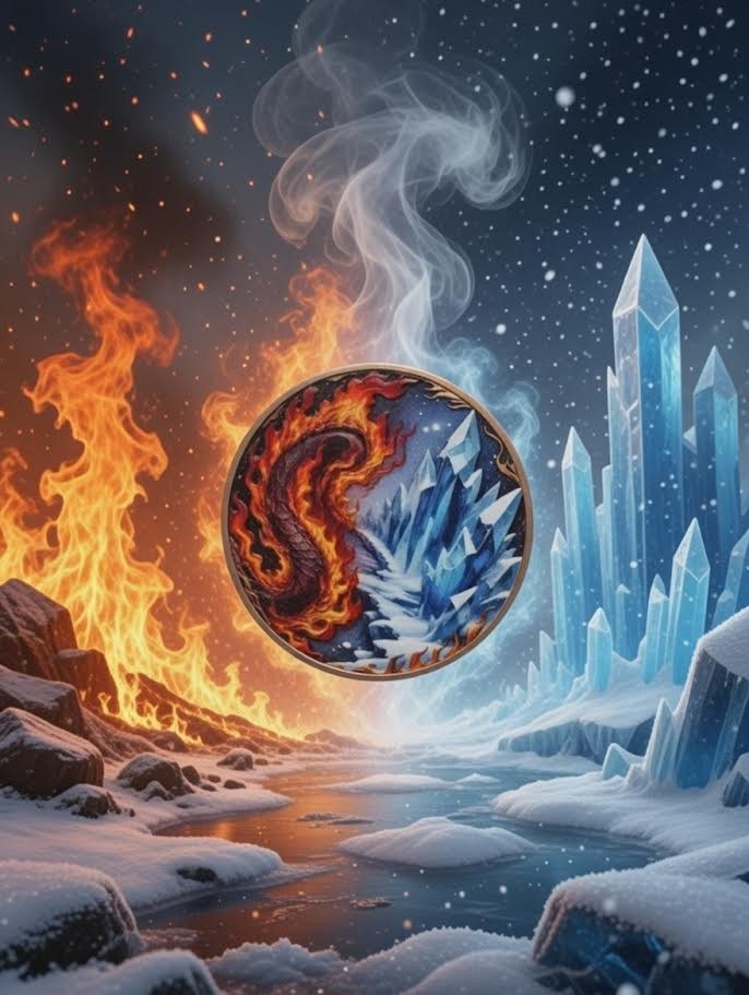 2026 Dragon of Ice vs. Dragon of Fire - 10 Oz .999 Fine Copper Colorized