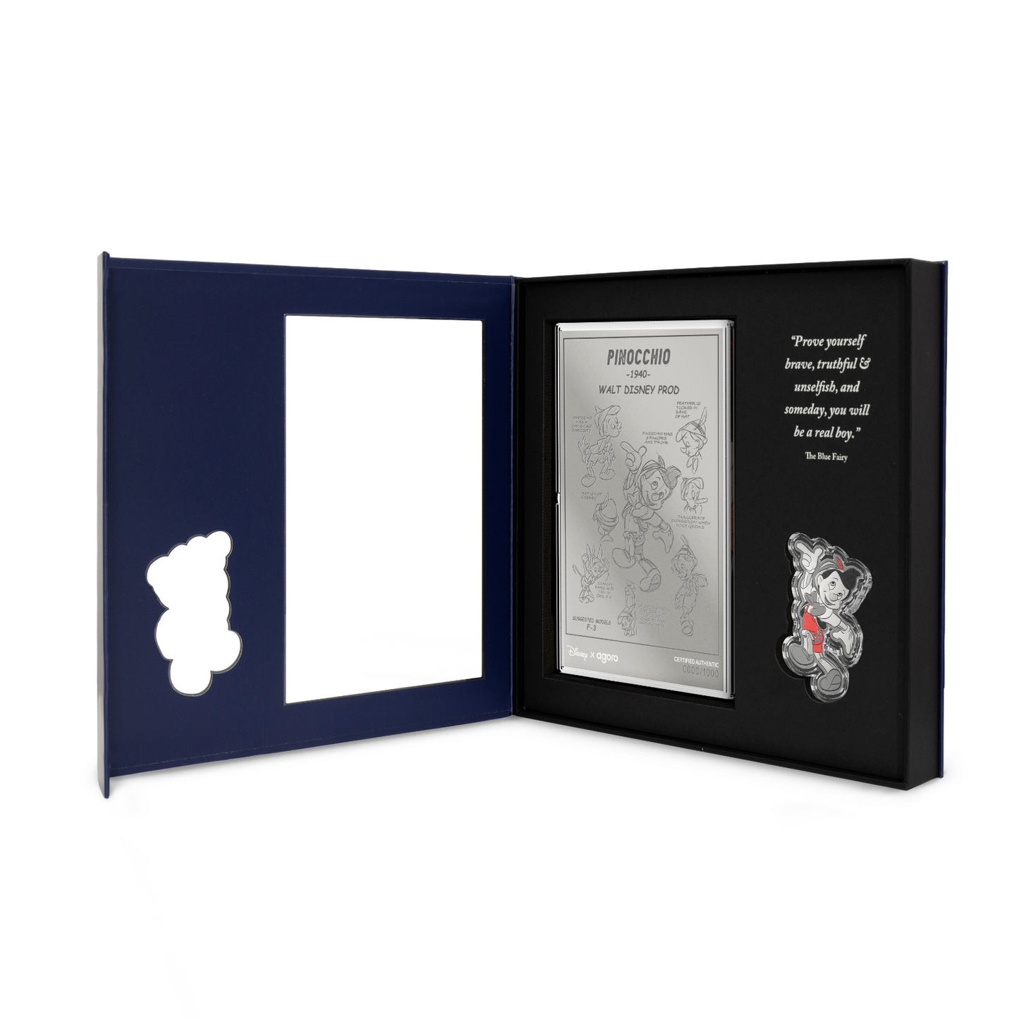 2026 Agoro Disney Pinocchio 3/4oz Silver Coin + 5g Silver Foil Boxed Set NEW