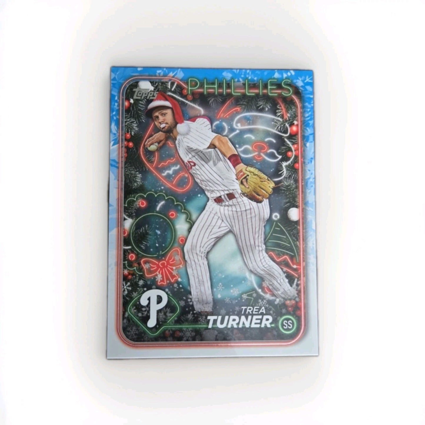 2024 Topps Holiday # H43 Trea Turner Santa Hat Variation Philadelphia Phillies