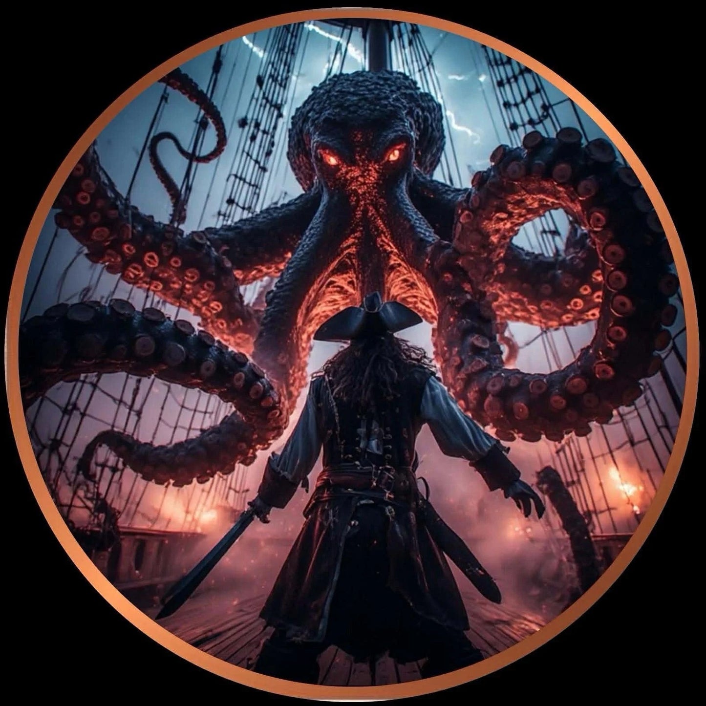2026 Captain Blackbeard vs Kraken Colorized 5 oz Copper Medal .999