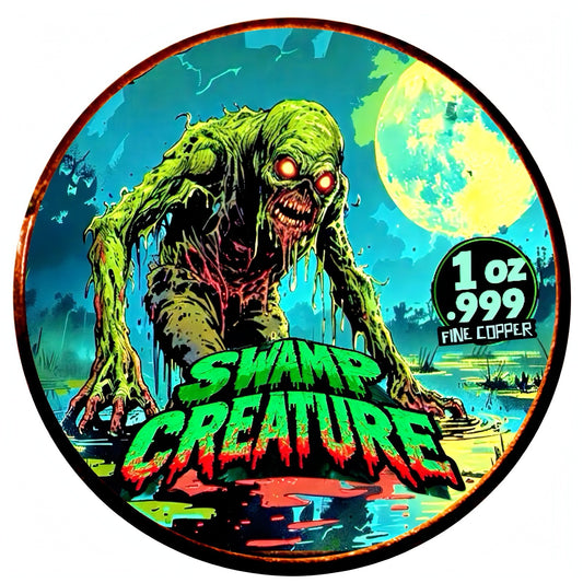 SWAMP CREATURE Classic Monsters 1 Oz COPPER Round in Card  2025 LIMITED MINT 499