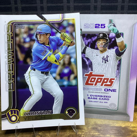 Christian Yelich 2025 Topps (SP) Jumbo Oversized Box Topper Card #49 Brewers