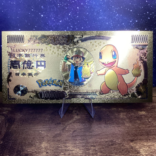 24K Gold-Plated Foil Note Currency Bill Paper Money Novelty POKEMON CHARMANDER