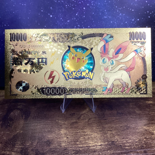 24K Gold-Plated Foil Note Currency Bill Paper Money Novelty POKEMON SLVEON