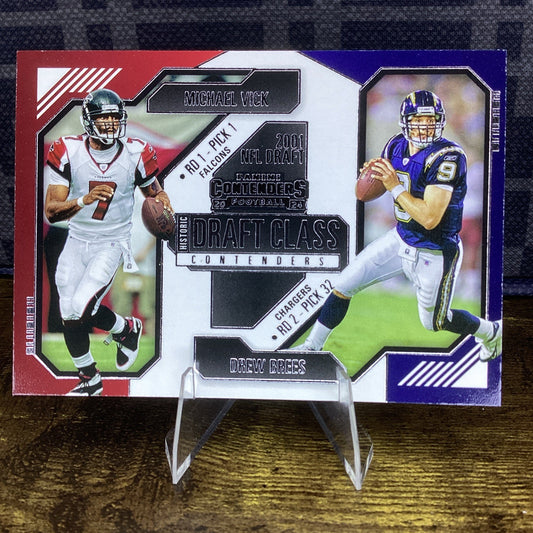 2024 Panini Contenders Michael Vick / Drew Brees Historic Draft Class Insert