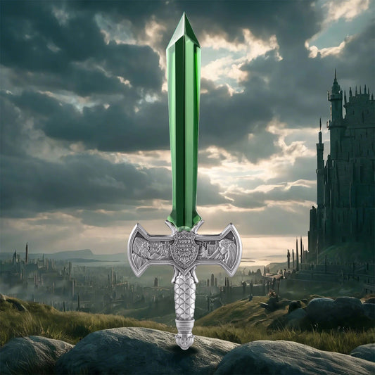 2025 Chad Excalibur Legend of King Arthur 1oz 999 Silver Coin Green Crystal