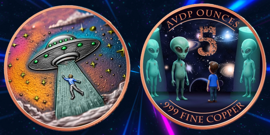 5 oz Copper "Beam me up" - Alien - Colorized Round in Capsule