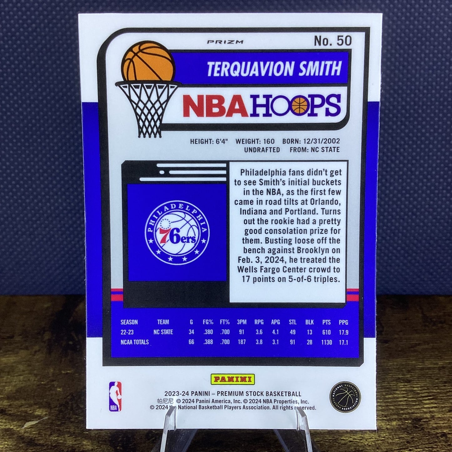 2023-24 Panini Nba Hoops Premium Stock - Terquavion Smith #50 Ice Prizm (RC)
