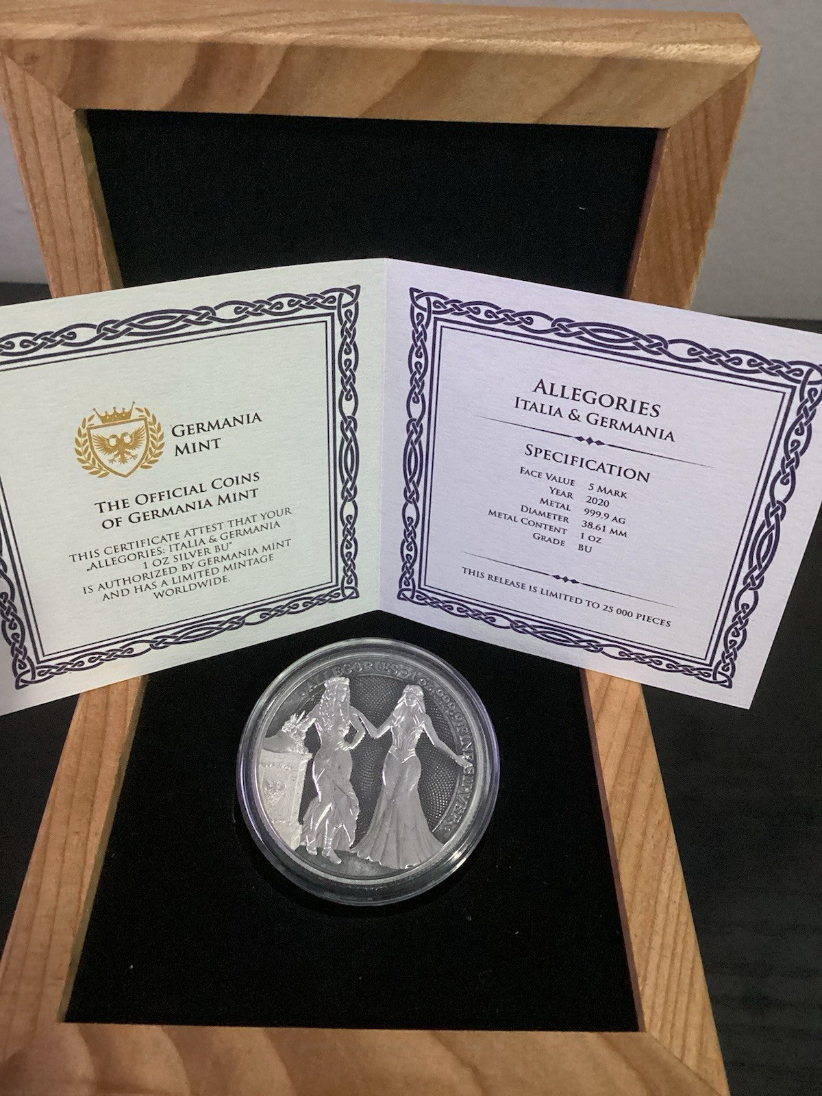 2020 Allegories Italia & Germania 1oz silver rounds w/Box and COA