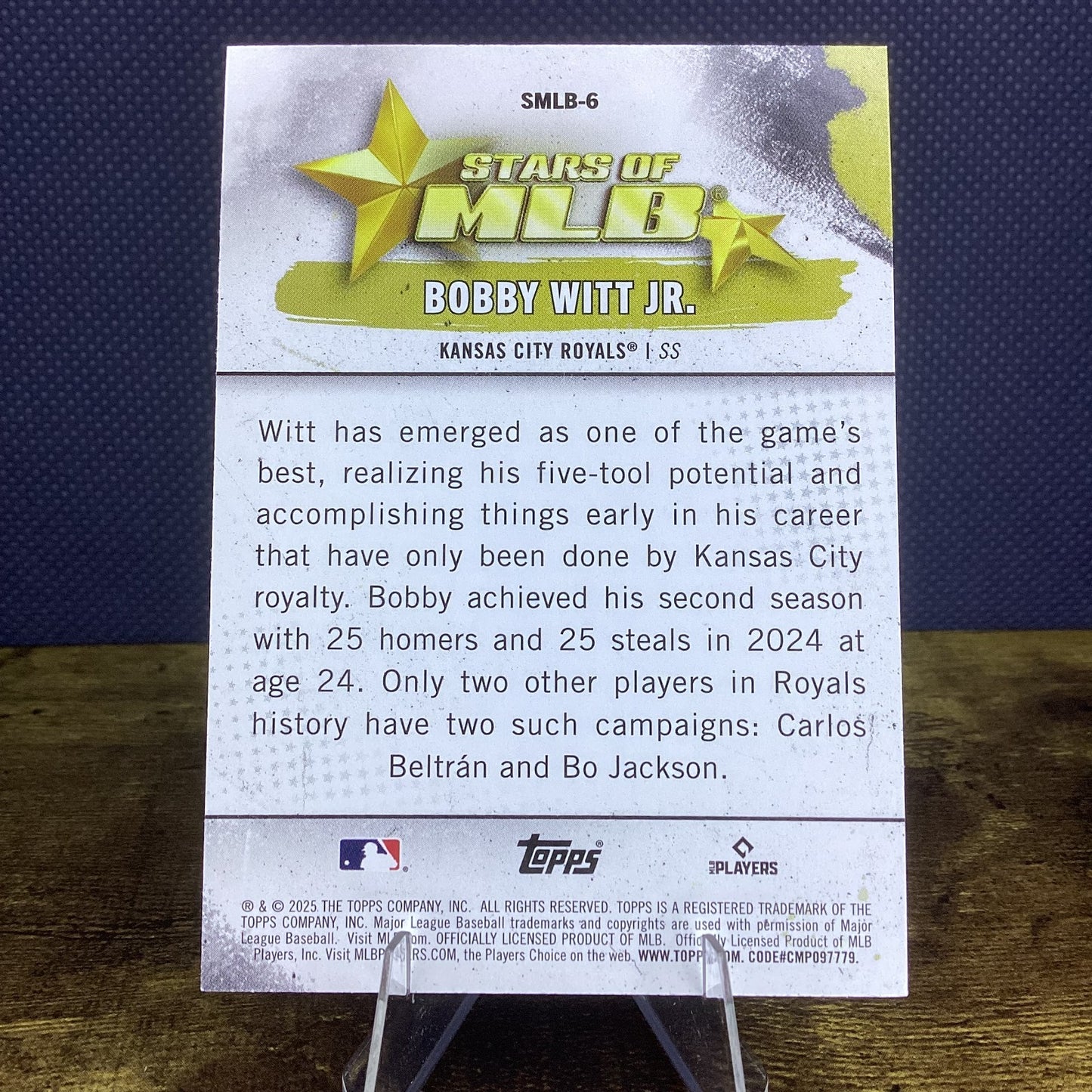 2025 Topps 2025 Topps Series One Stars of MLB  Bobby Witt Jr. Insert