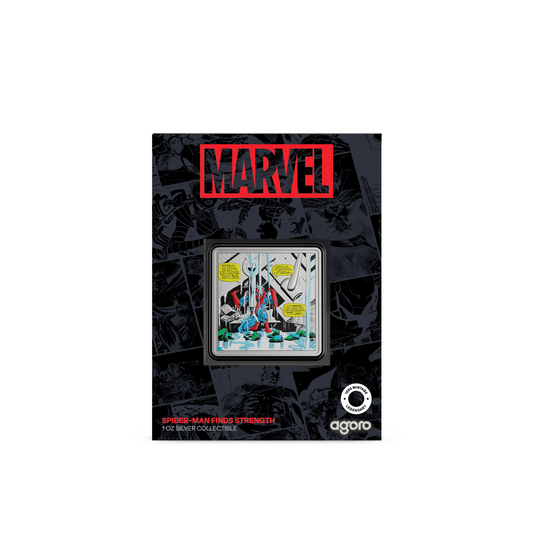 2025 Agoro Marvel  Spider-Man Iconic Moments Spider-Man Finds Strength 1oz Silve
