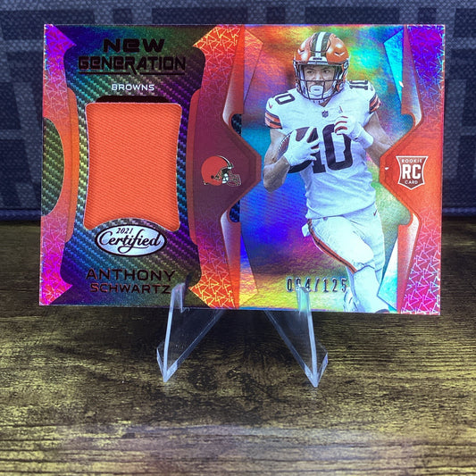 2021 Certified New Generation Jerseys Red Anthony Schwartz Browns WR #'d 094/125