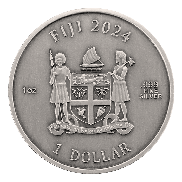 2024 Fiji Year of the Dragon 3D UHR Antiqued 1 oz Silver Coin