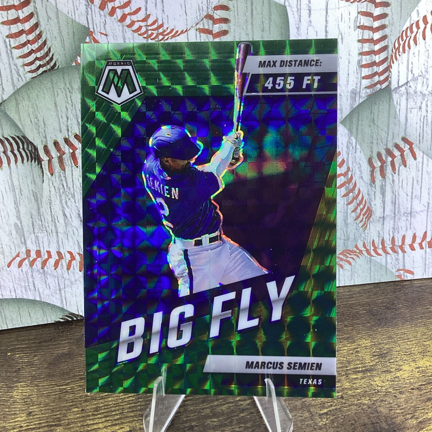2022 Panini Mosaic Baseball Big Fly Green Prizm Marcus Semien Rangers BF-5