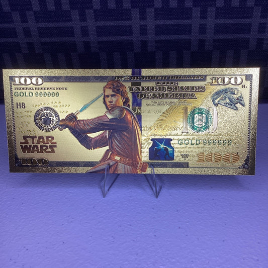 24k Gold Plated - ANAKIN SKYWALKER - Star Wars Banknote Novelty Collectible