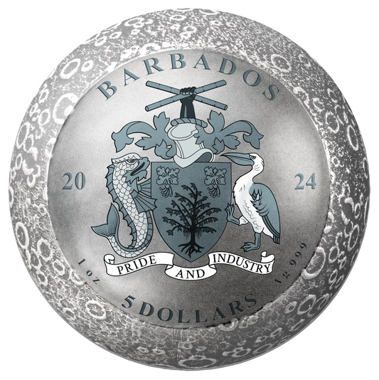 2024 Barbados 55th Ann. of Apollo 11  Moon Landing Spherical 1 oz Silver Coin